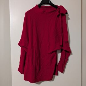 Club Monaco Red Asymmetrical Tie Front Blouse